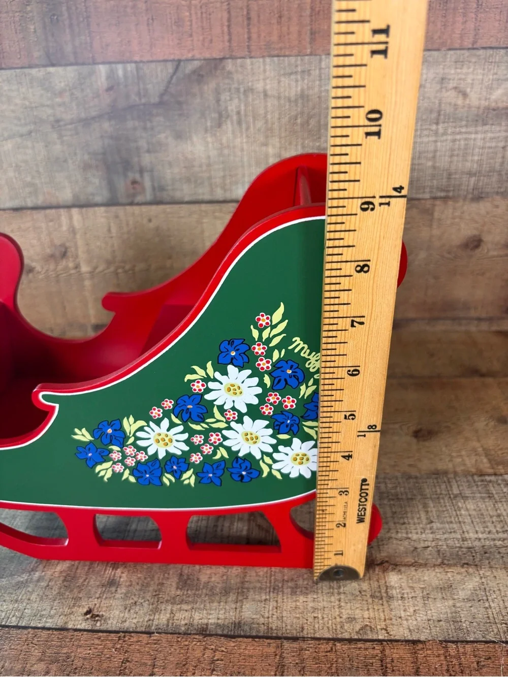 Vintage Muffy VanderBear Highland Fling Alpine Red Sleigh with Flowers For Doll